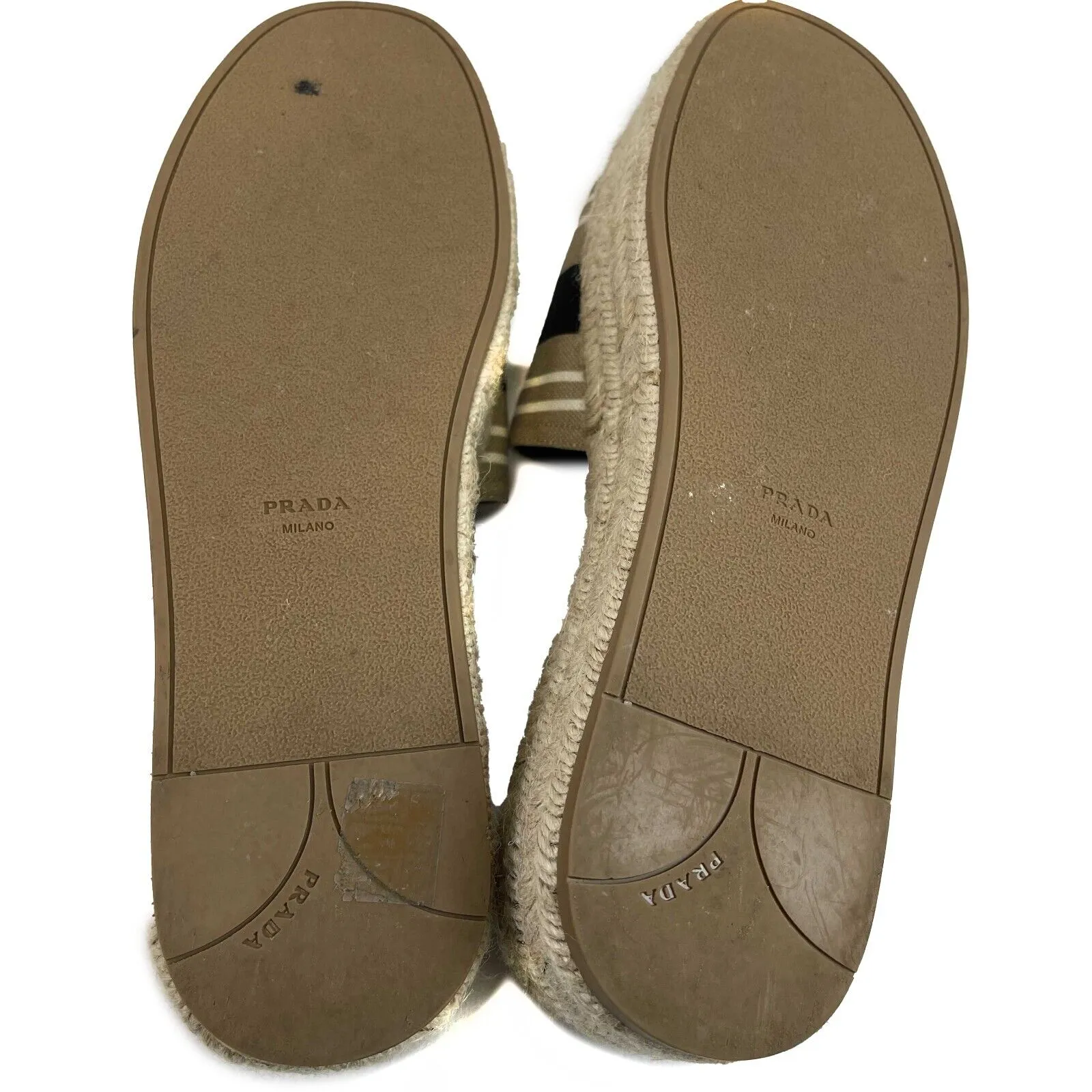 Prada Excellent Corda Espadrille Slide Embroidered Strip Platform 39.5 US 9.5