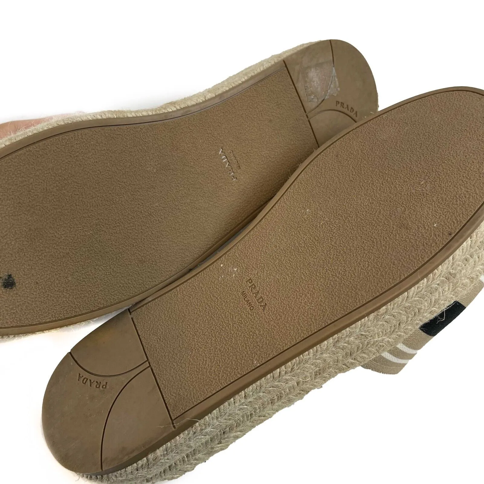 Prada Excellent Corda Espadrille Slide Embroidered Strip Platform 39.5 US 9.5