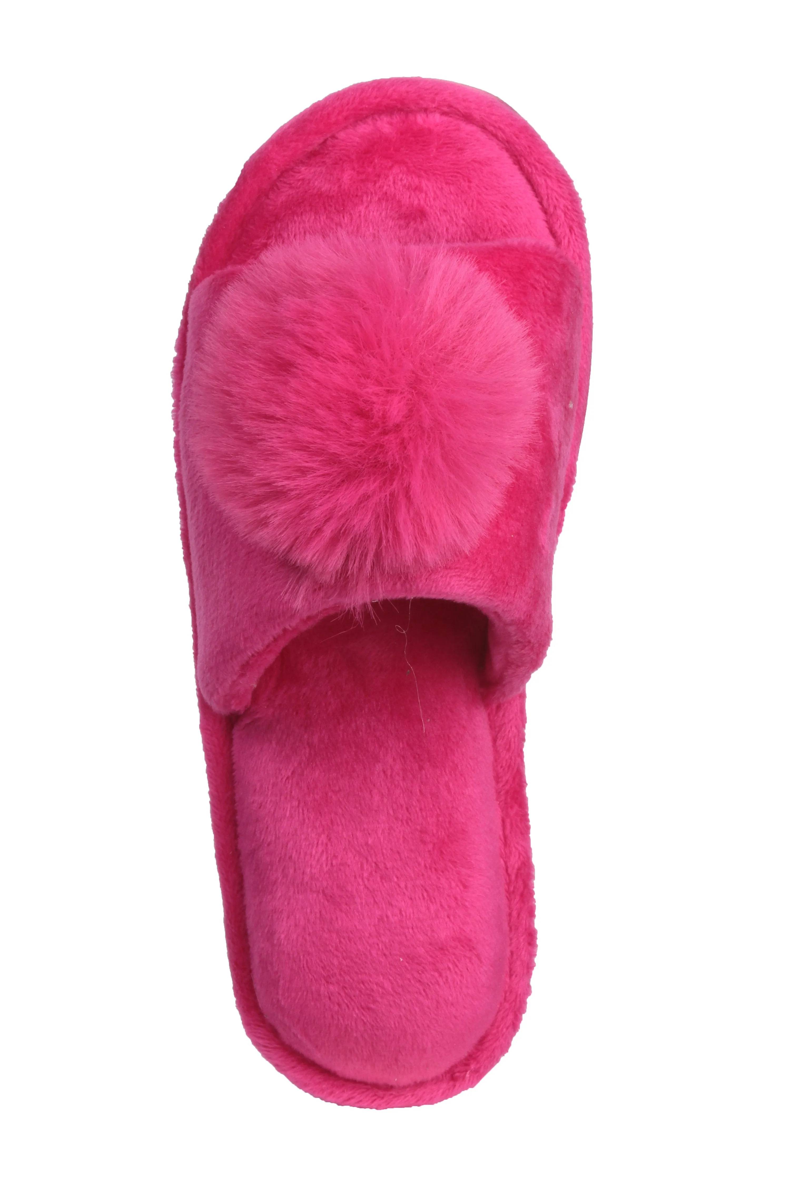 Pupeez Girl's Lovely Velvet Pom-pom Open Toe Kids House Slides Slipper