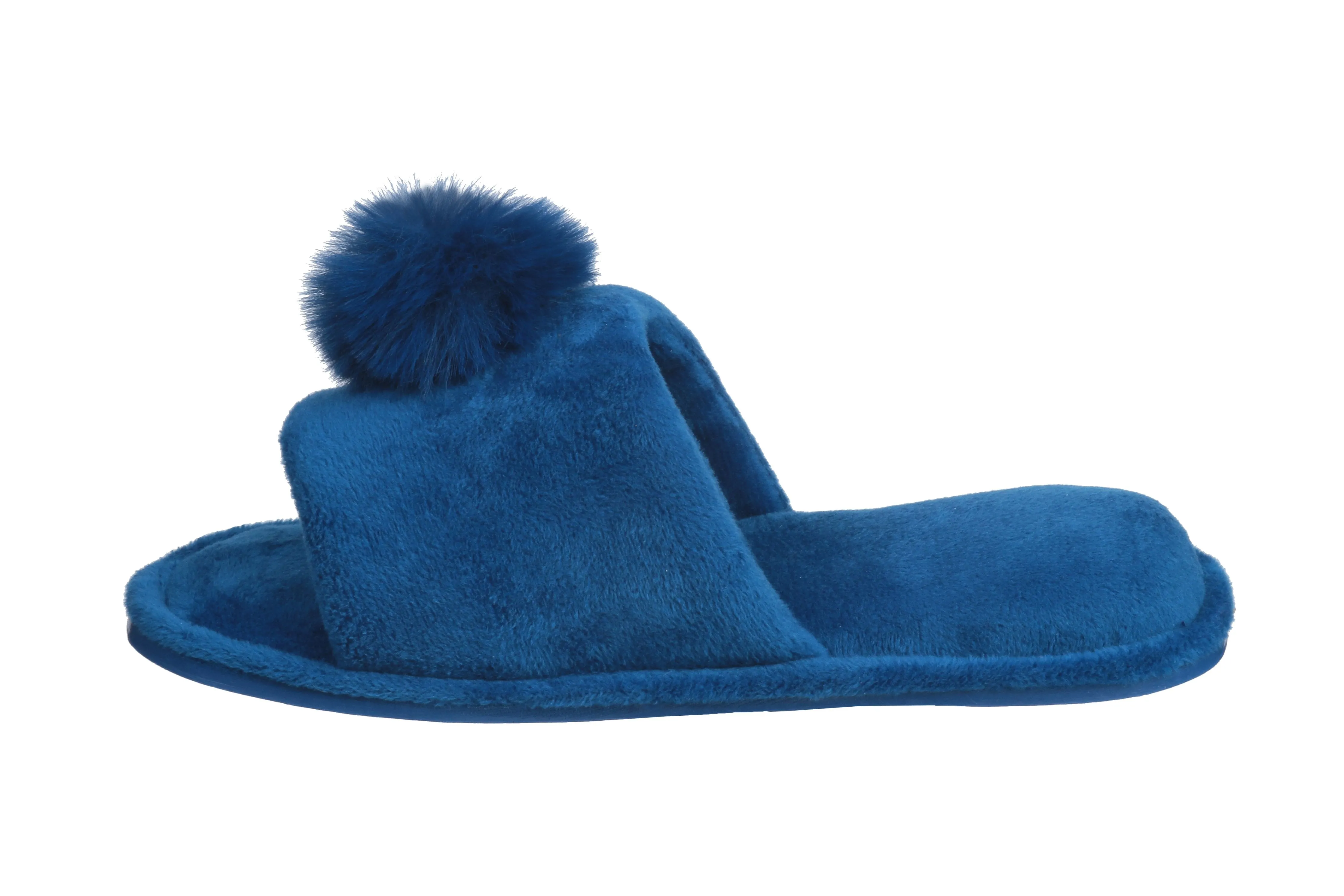 Pupeez Girl's Lovely Velvet Pom-pom Open Toe Kids House Slides Slipper