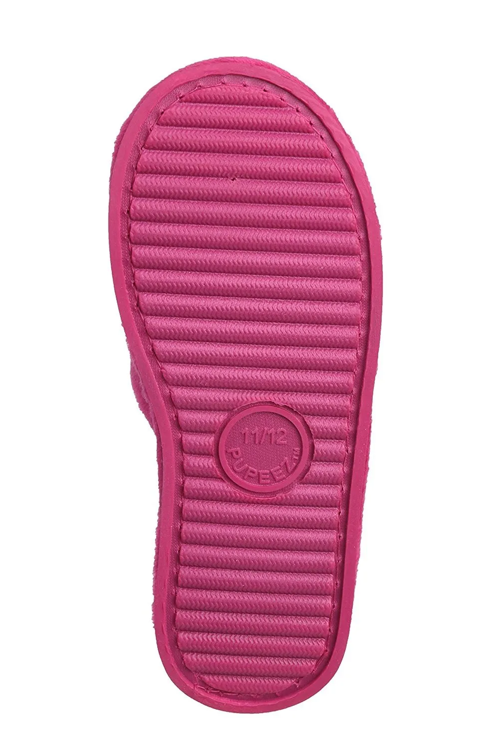 Pupeez Girl's Lovely Velvet Pom-pom Open Toe Kids House Slides Slipper