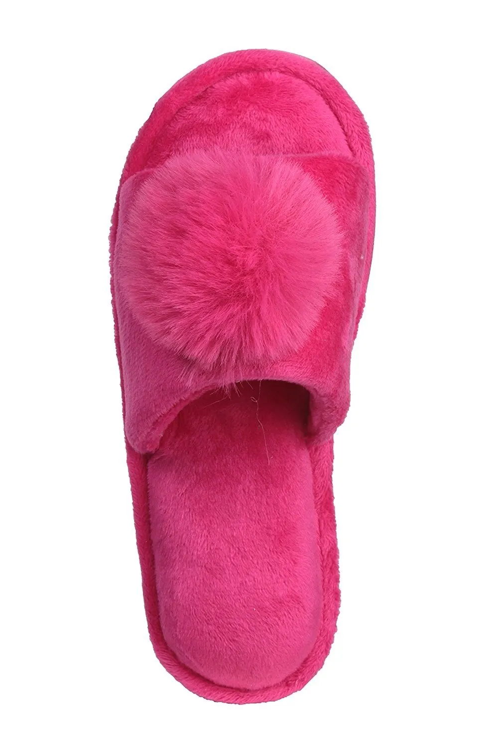 Pupeez Girl's Lovely Velvet Pom-pom Open Toe Kids House Slides Slipper