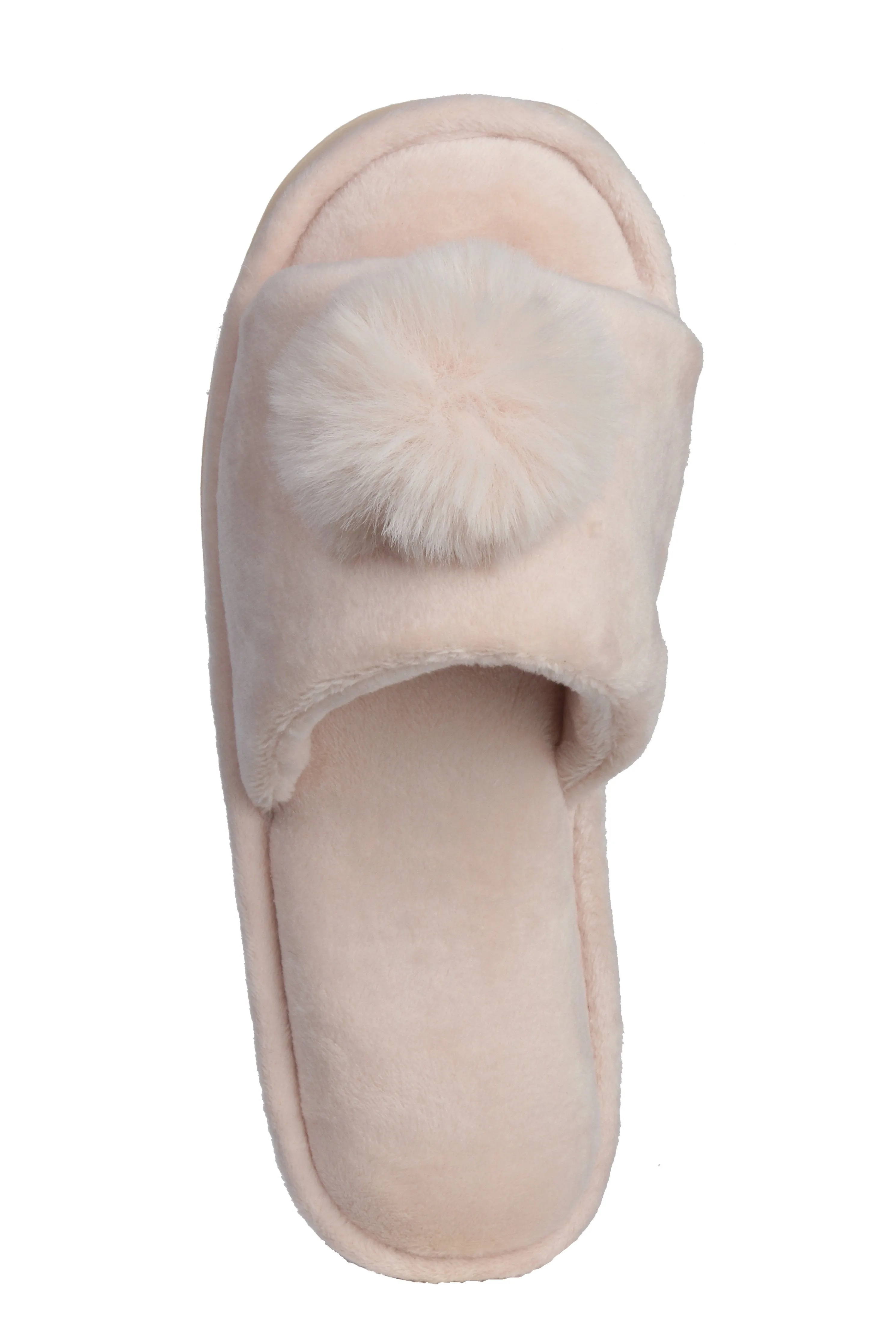 Pupeez Girl's Lovely Velvet Pom-pom Open Toe Kids House Slides Slipper