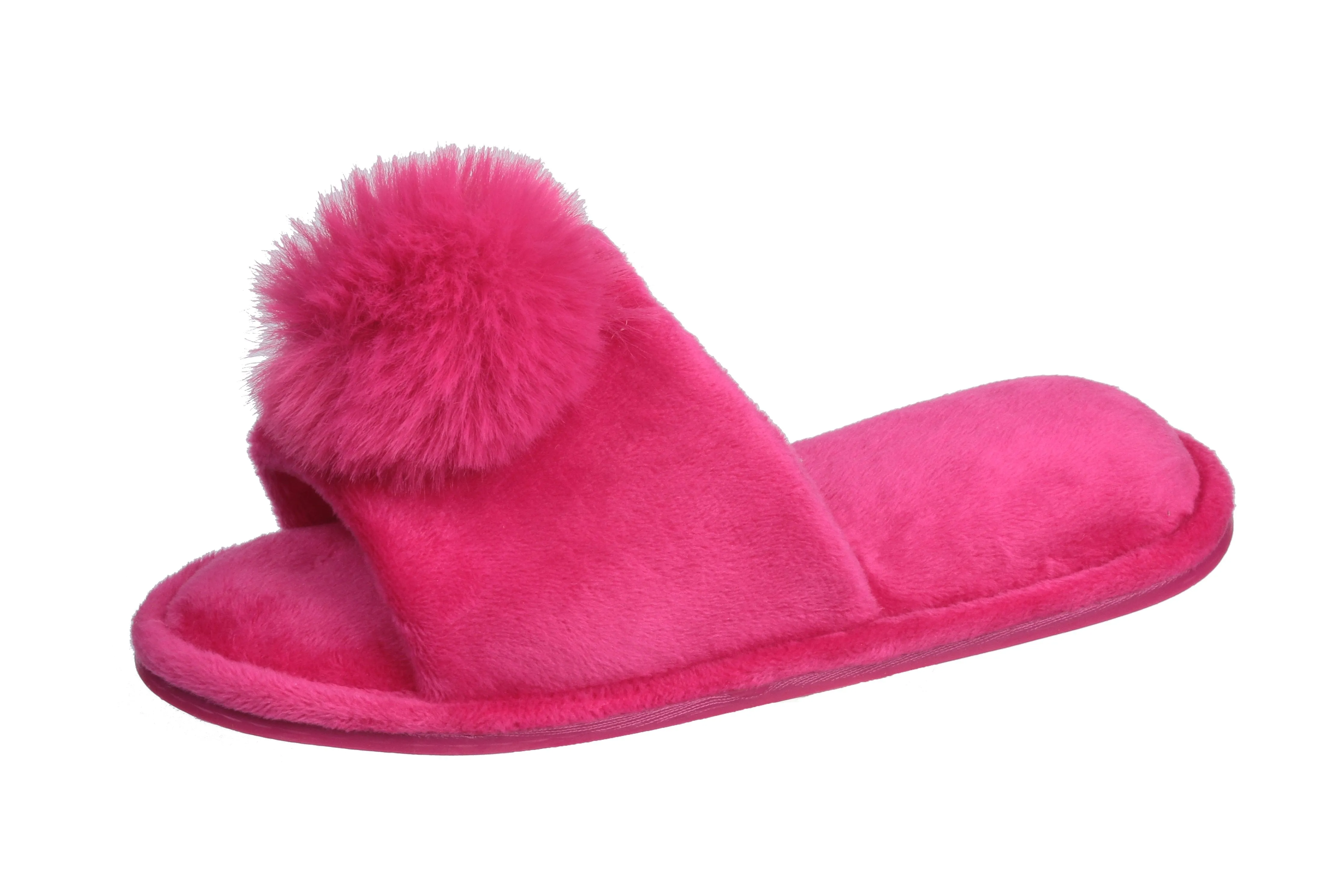 Pupeez Girl's Lovely Velvet Pom-pom Open Toe Kids House Slides Slipper