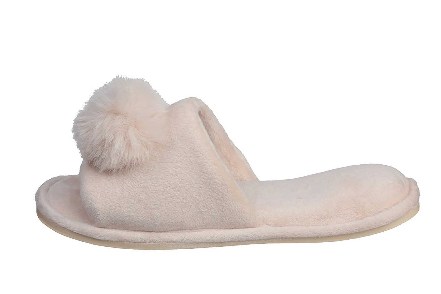 Pupeez Girl's Lovely Velvet Pom-pom Open Toe Kids House Slides Slipper