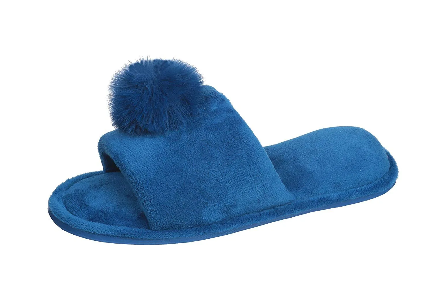 Pupeez Girl's Lovely Velvet Pom-pom Open Toe Kids House Slides Slipper