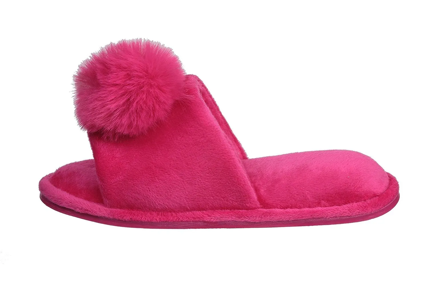 Pupeez Girl's Lovely Velvet Pom-pom Open Toe Kids House Slides Slipper