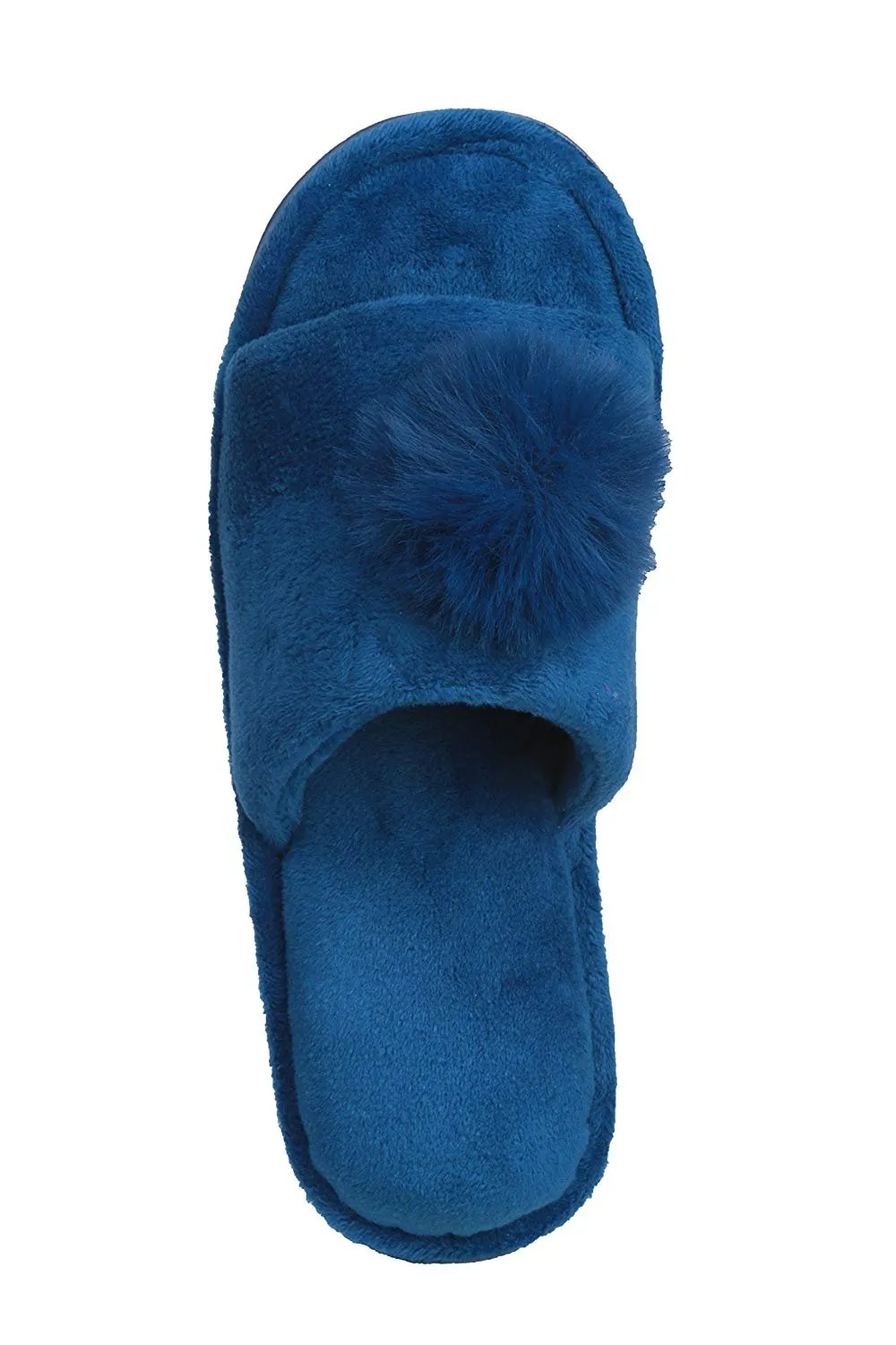 Pupeez Girl's Lovely Velvet Pom-pom Open Toe Kids House Slides Slipper