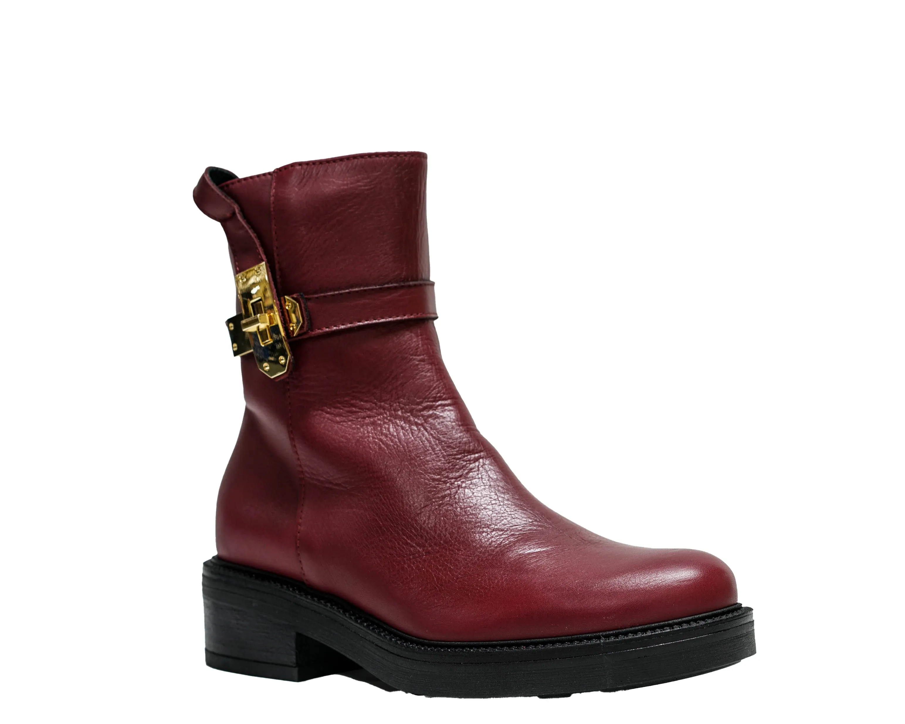 Roberto Serpentini Women's Leather Red & Gold Zip Boots M22 30% OFF