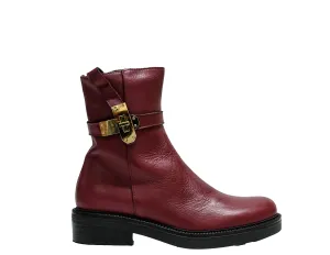 Roberto Serpentini Women's Leather Red & Gold Zip Boots M22 30% OFF