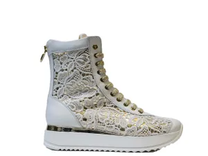 Roberto Serpentini Women's White Lace Boot 1457   Special $190