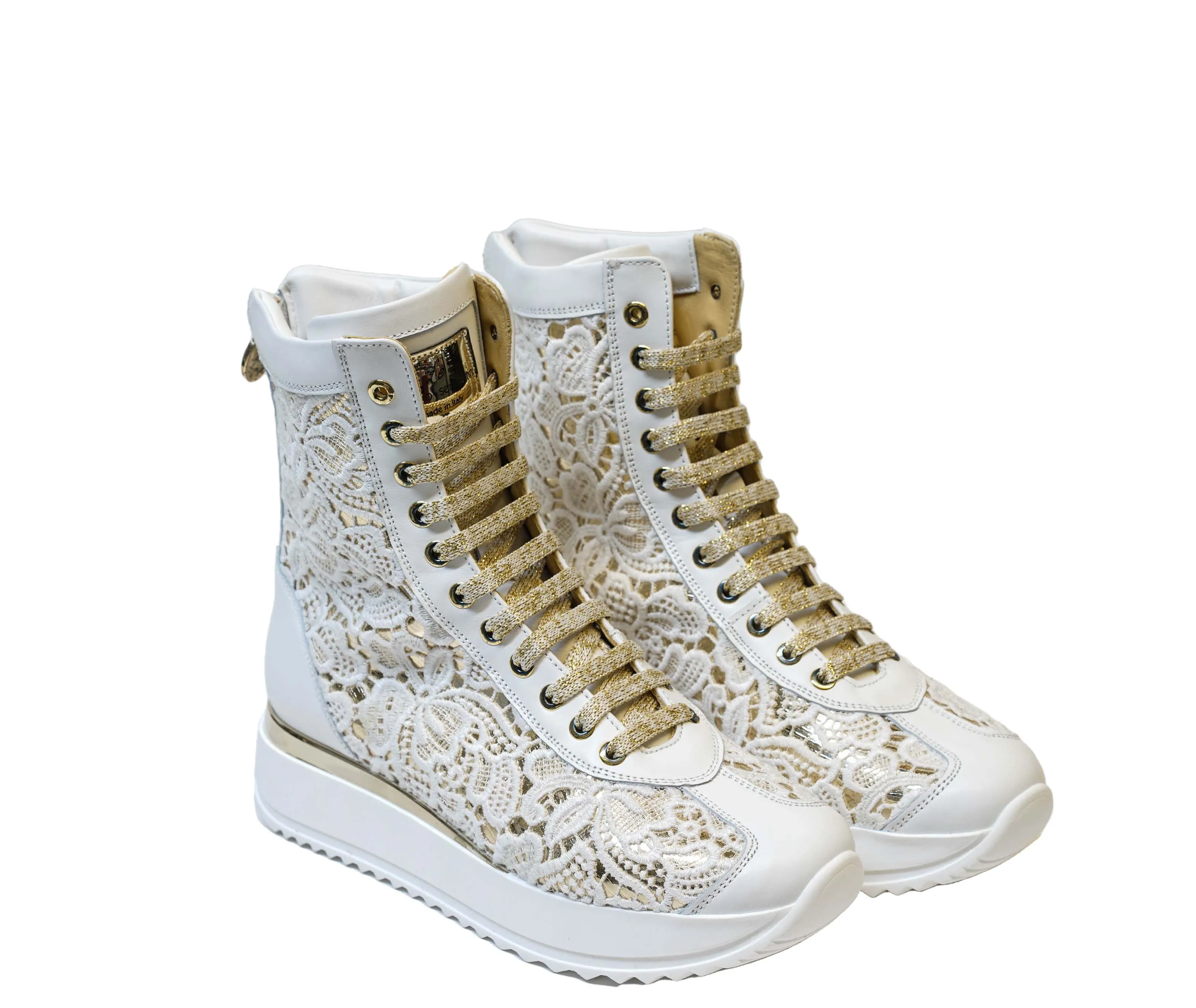 Roberto Serpentini Women's White Lace Boot 1457   Special $190