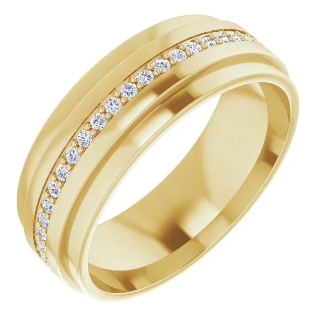 Round Diamond Men's Double Edge Eternity Band