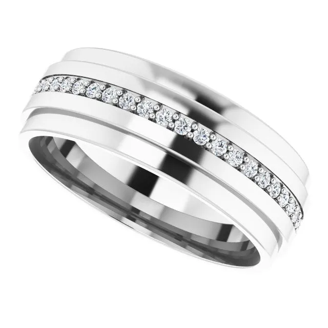 Round Diamond Men's Double Edge Eternity Band