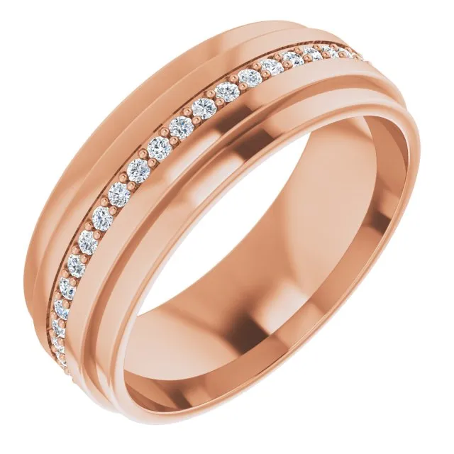 Round Diamond Men's Double Edge Eternity Band
