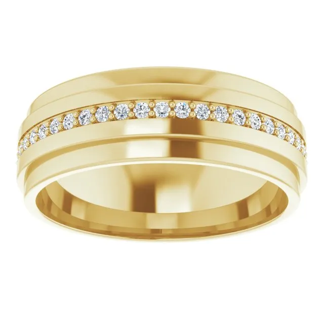 Round Diamond Men's Double Edge Eternity Band