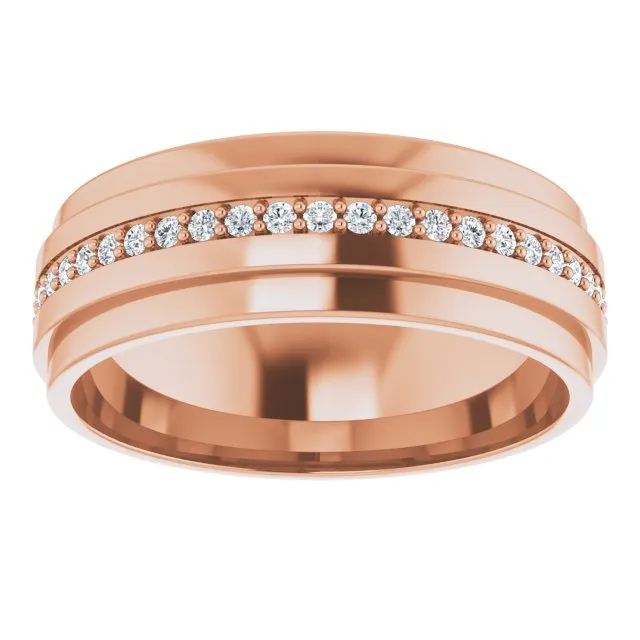 Round Diamond Men's Double Edge Eternity Band