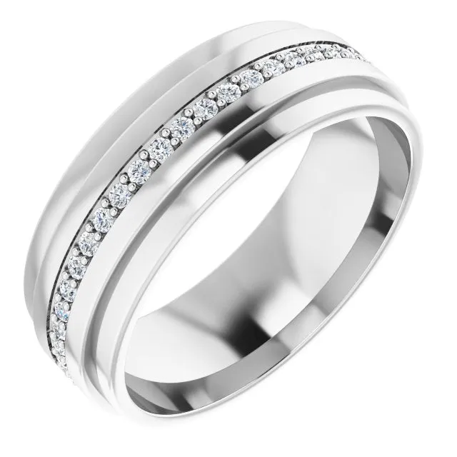 Round Diamond Men's Double Edge Eternity Band