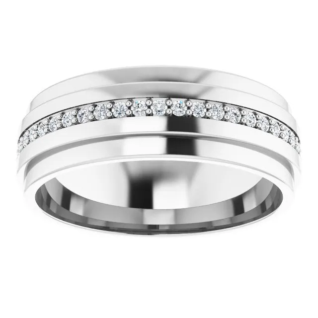 Round Diamond Men's Double Edge Eternity Band