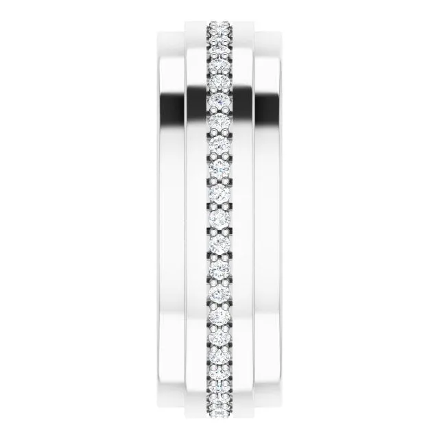 Round Diamond Men's Double Edge Eternity Band