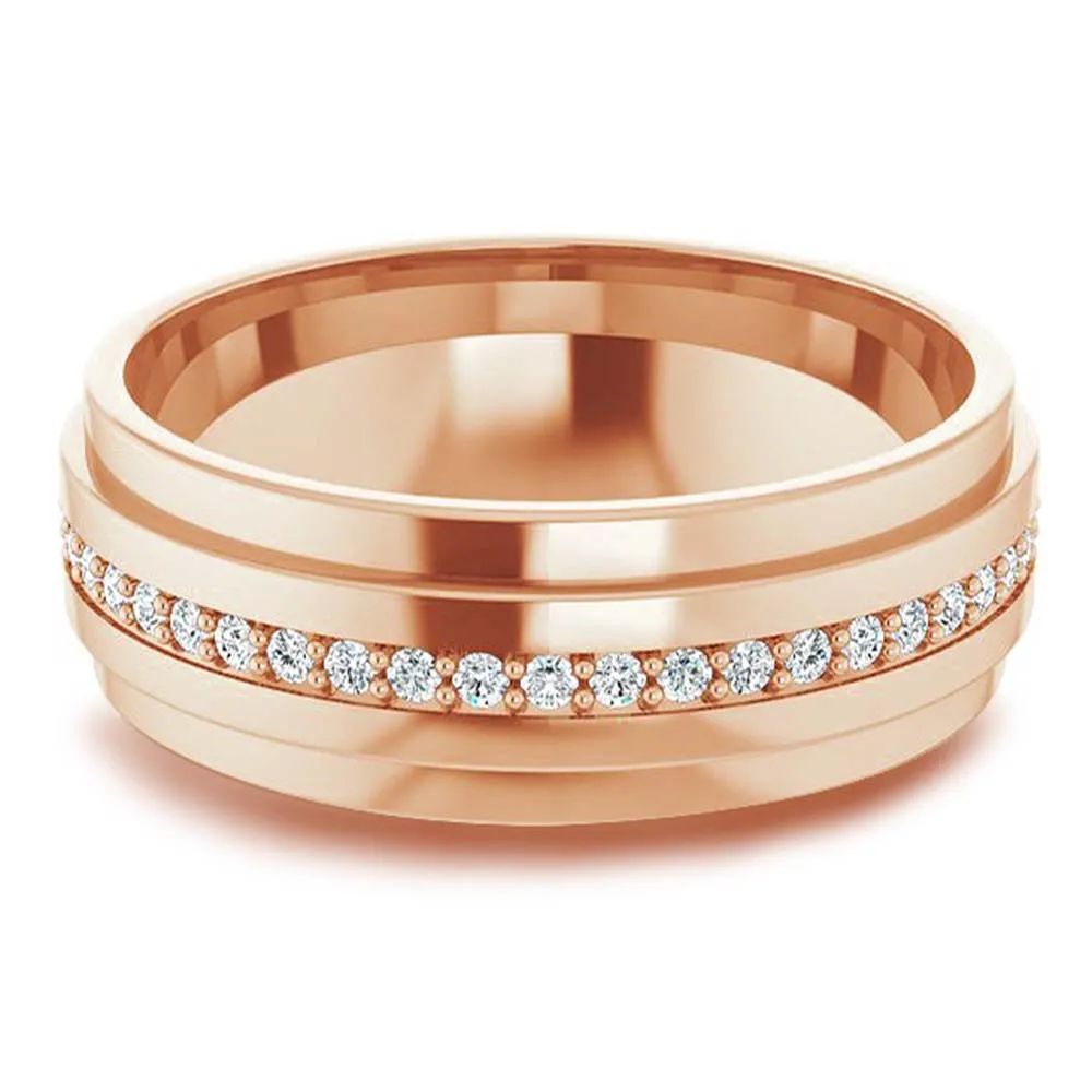 Round Diamond Men's Double Edge Eternity Band