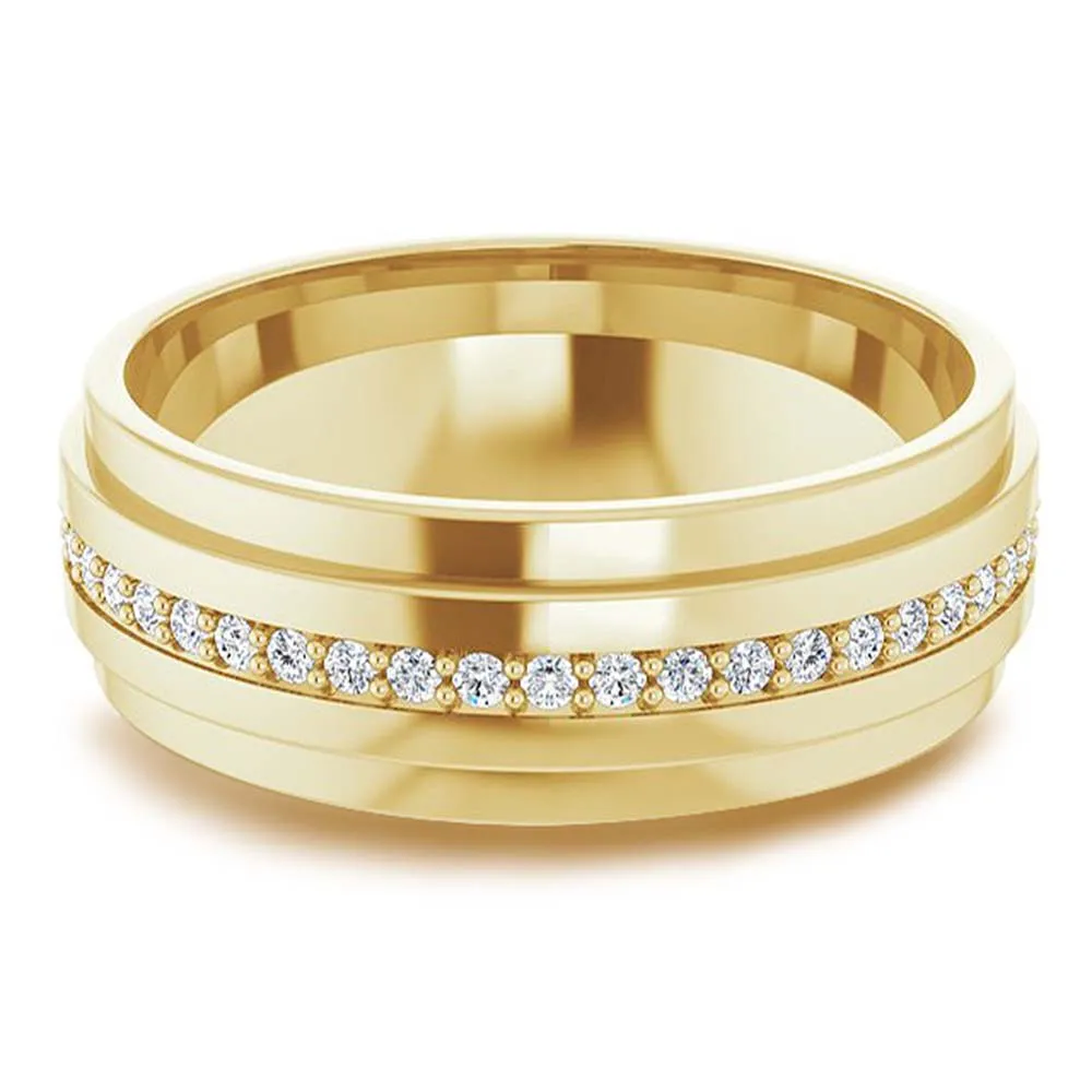 Round Diamond Men's Double Edge Eternity Band