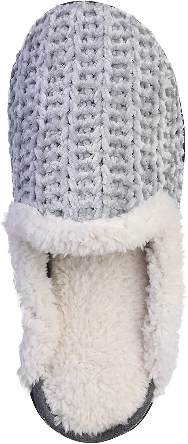 Roxoni Memory Foam Slippers for Women Plush Heels and Anti-Skid Rubber Sole