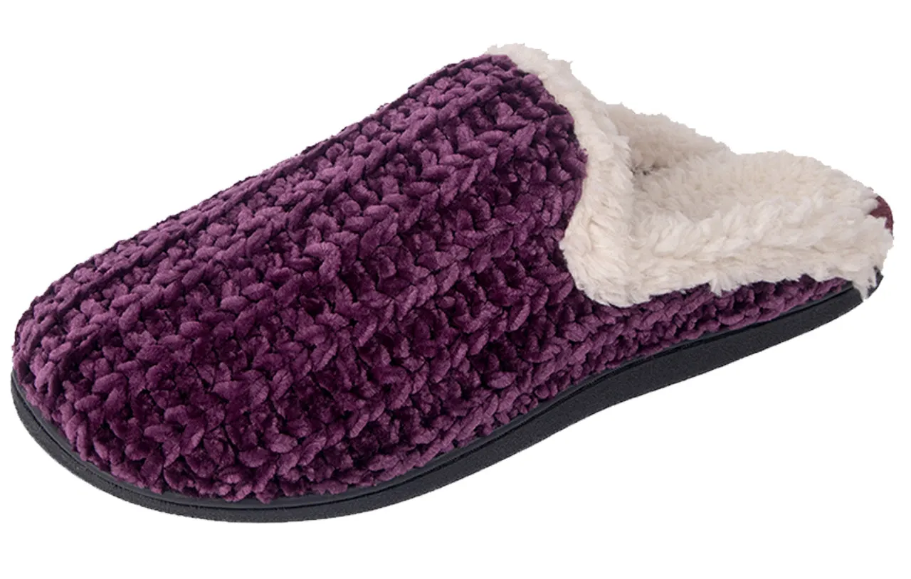 Roxoni Memory Foam Slippers for Women Plush Heels and Anti-Skid Rubber Sole