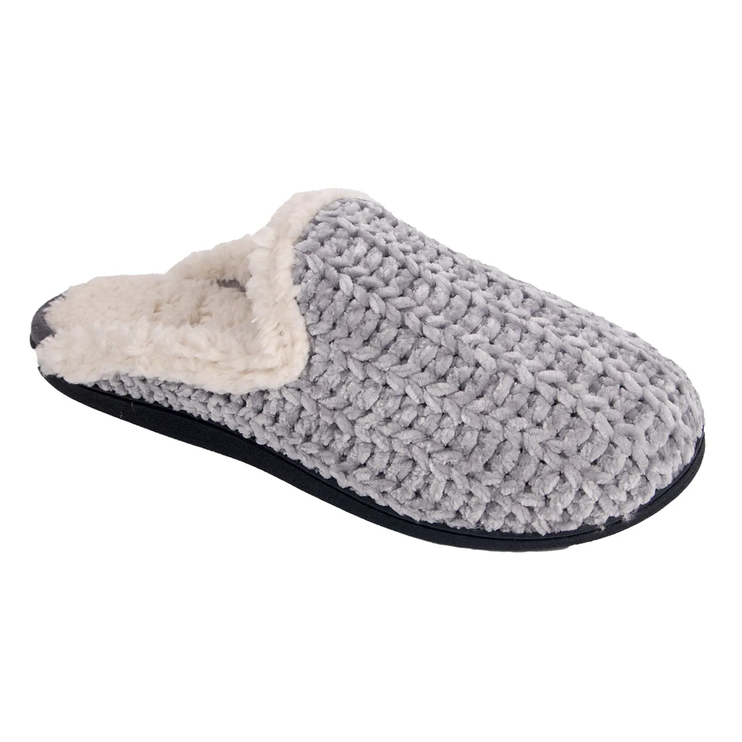Roxoni Memory Foam Slippers for Women Plush Heels and Anti-Skid Rubber Sole
