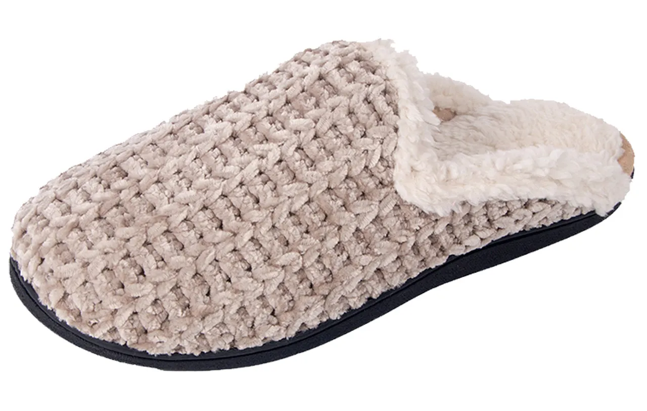 Roxoni Memory Foam Slippers for Women Plush Heels and Anti-Skid Rubber Sole