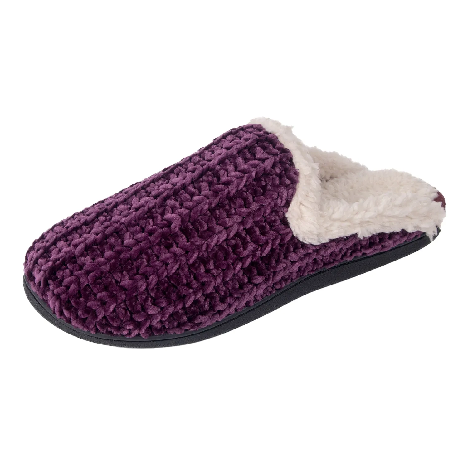 Roxoni Memory Foam Slippers for Women Plush Heels and Anti-Skid Rubber Sole