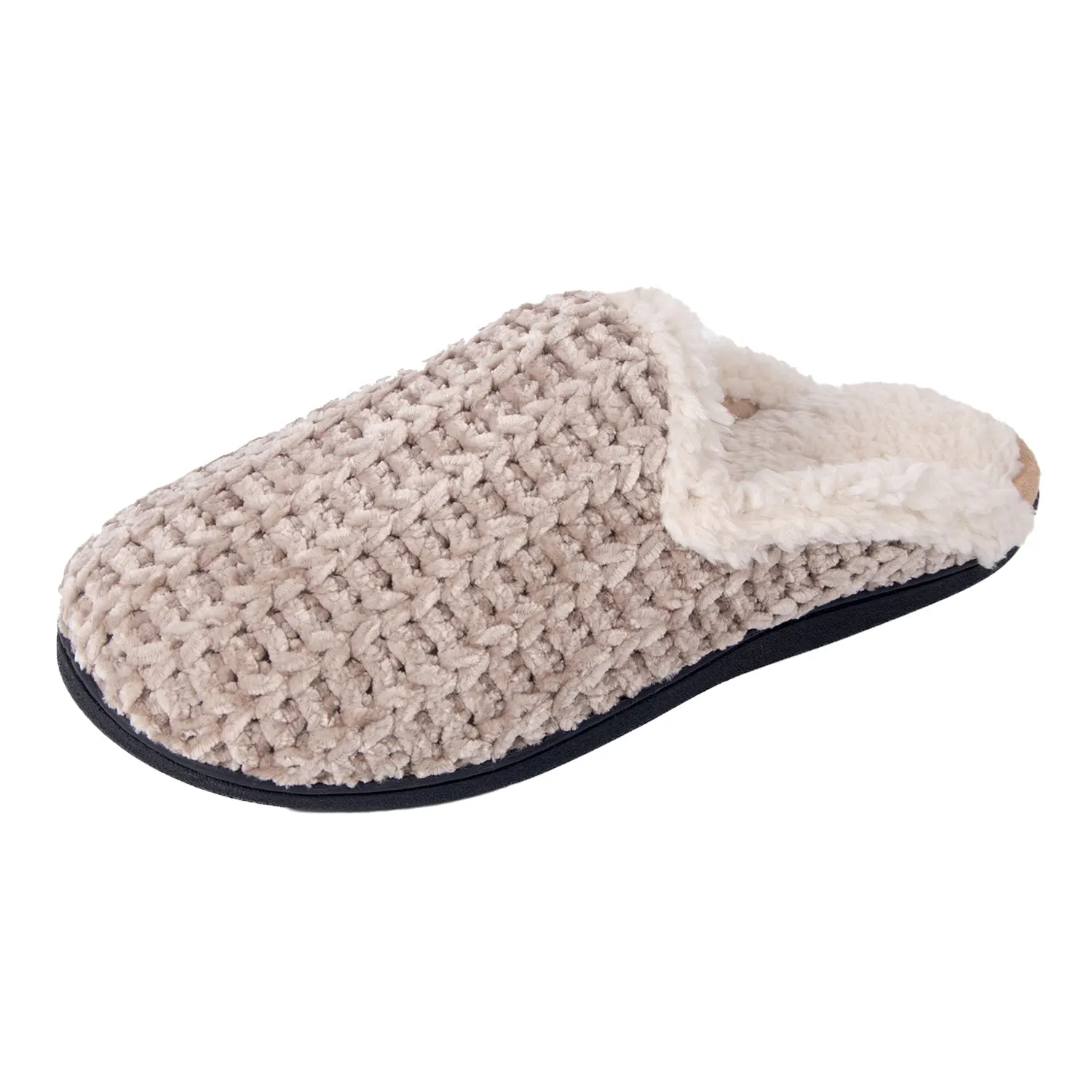 Roxoni Memory Foam Slippers for Women Plush Heels and Anti-Skid Rubber Sole