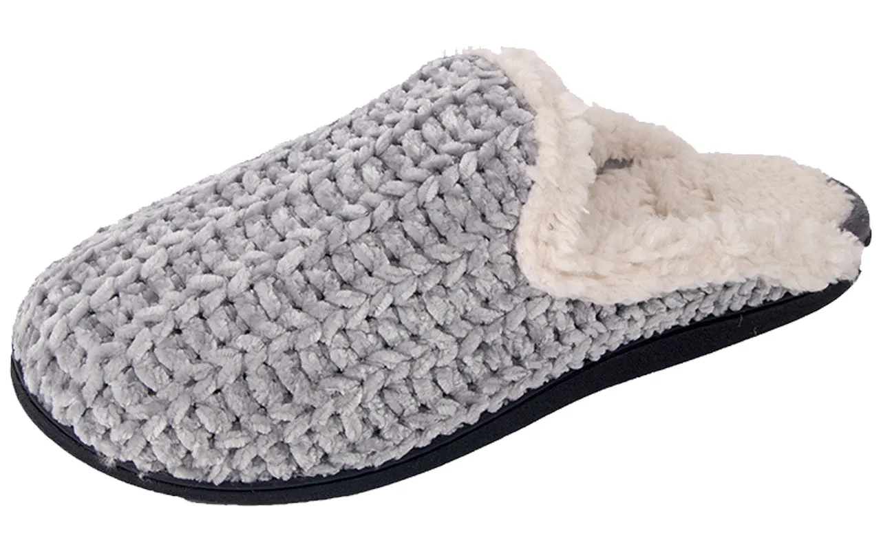 Roxoni Memory Foam Slippers for Women Plush Heels and Anti-Skid Rubber Sole