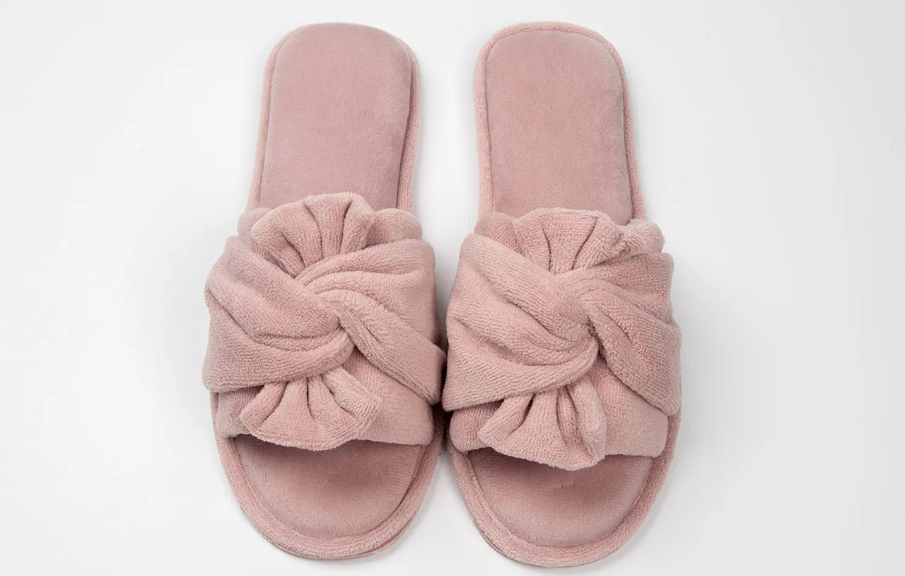 Roxoni Women's Indoor Twist Ribbon Plus Open Toe House Slippers