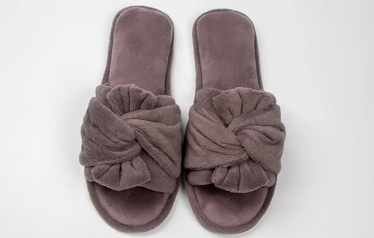 Roxoni Women's Indoor Twist Ribbon Plus Open Toe House Slippers