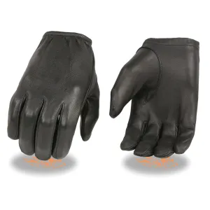 SH887 Men's Black Short Wrist Deerskin Unlined Leather Gloves