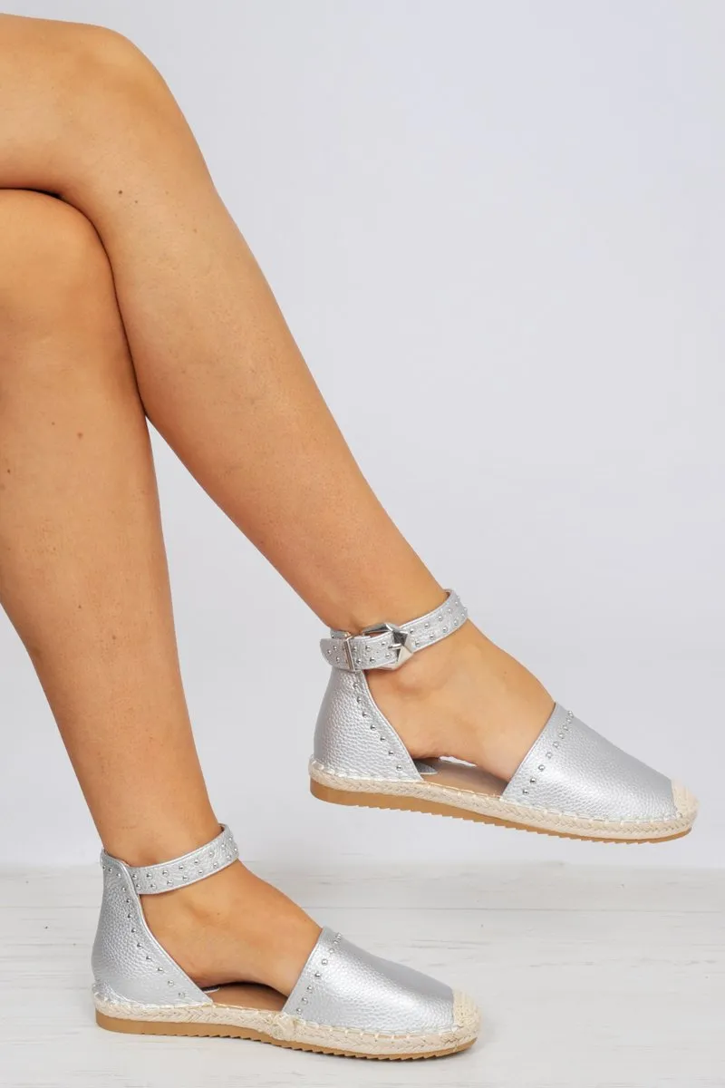 Silver Studded Espadrilles Sandals - Robin