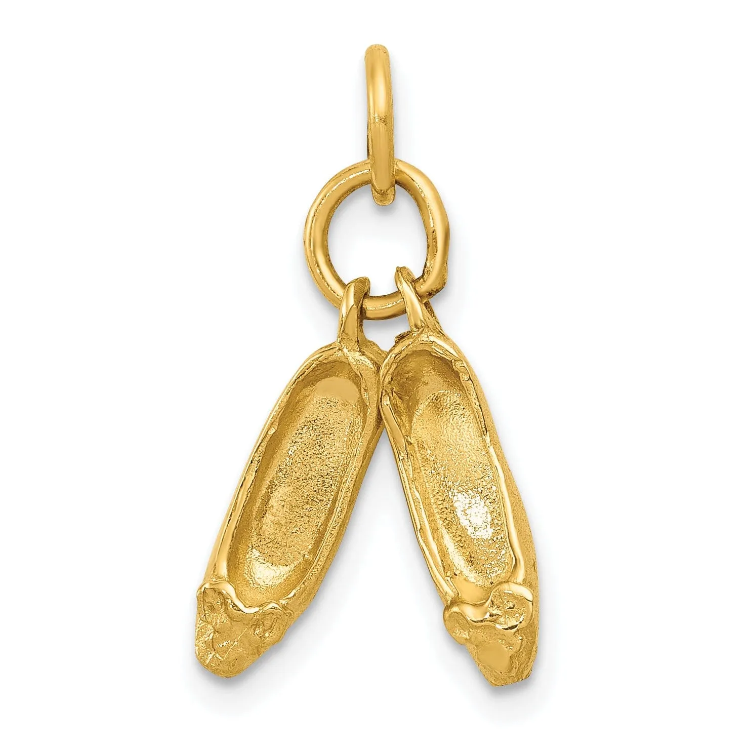Solid 14k Yellow Gold Ballet Slippers Pendant