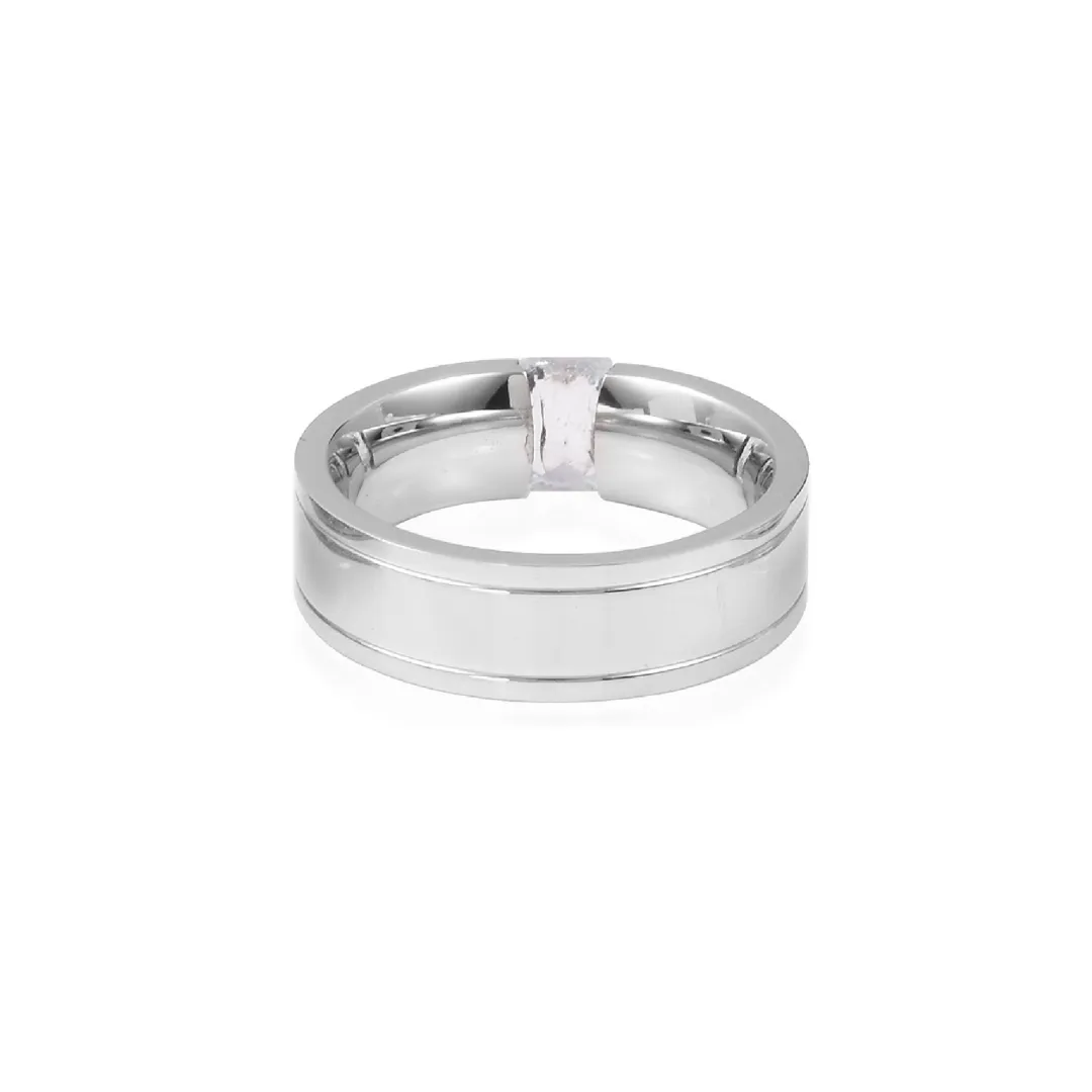 Stainless Steel CZ Cubic Zircona Band Ring Unisex