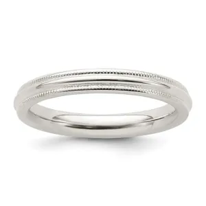 Sterling Silver 3mm Milgrain Comfort Fit Band