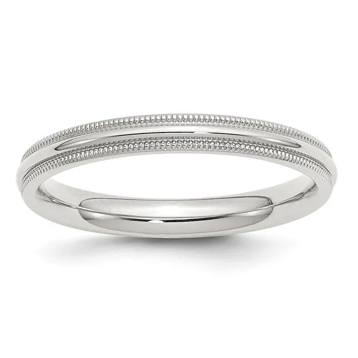 Sterling Silver 3mm Milgrain Comfort Fit Band