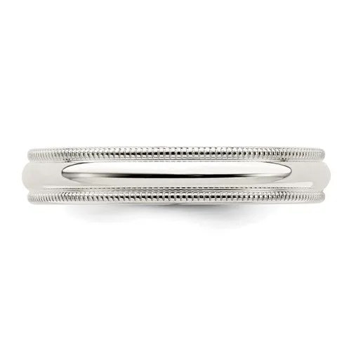 Sterling Silver 4mm Milgrain Comfort Fit Wedding Band