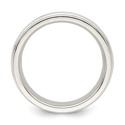 Sterling Silver 4mm Milgrain Comfort Fit Wedding Band