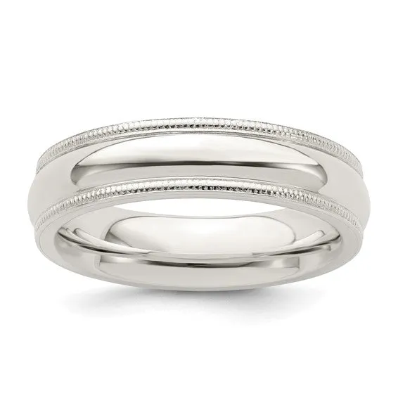 Sterling Silver 5mm Milgrain Comfort Fit Band