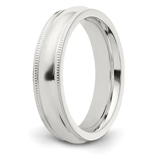 Sterling Silver 5mm Milgrain Comfort Fit Band