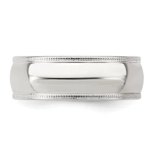 Sterling Silver 7mm Half Round Milgrain Comfort Fit Band