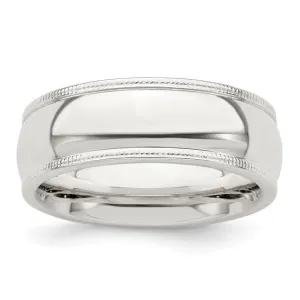 Sterling Silver 7mm Half Round Milgrain Comfort Fit Band