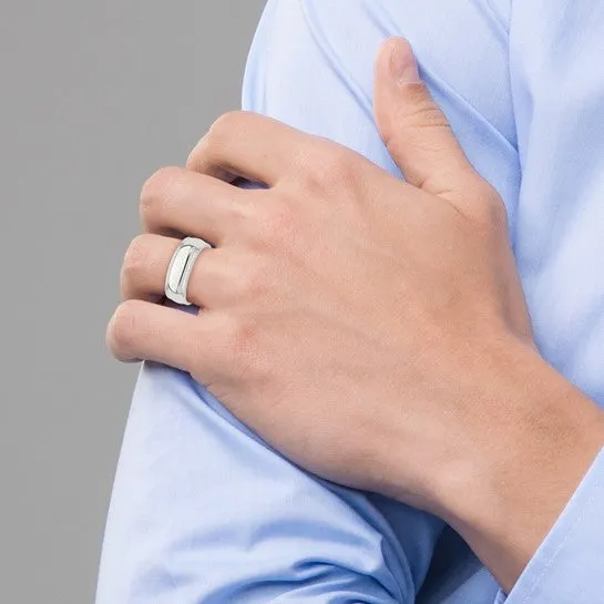 Sterling Silver 7mm Half Round Milgrain Comfort Fit Band