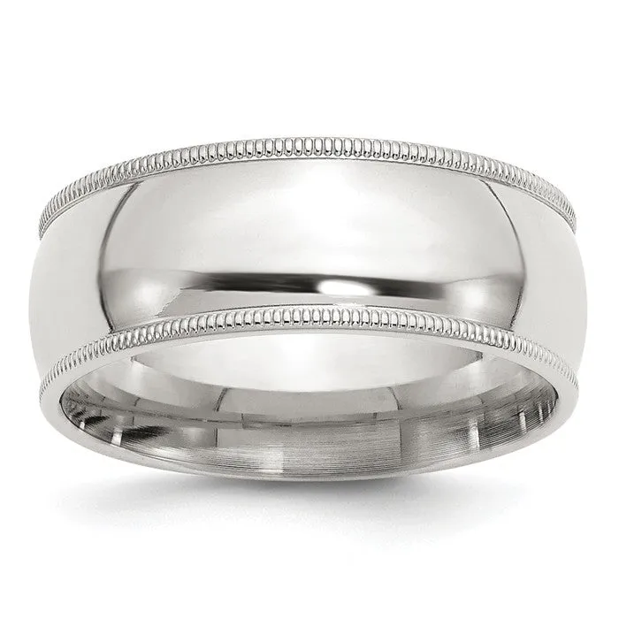 Sterling Silver 8mm Milgrain Comfort Fit Band