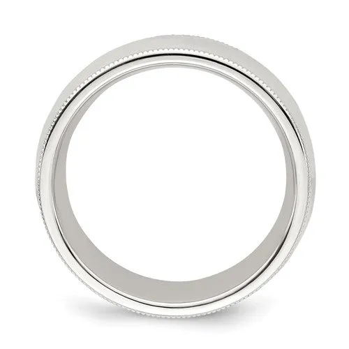 Sterling Silver 8mm Milgrain Comfort Fit Band